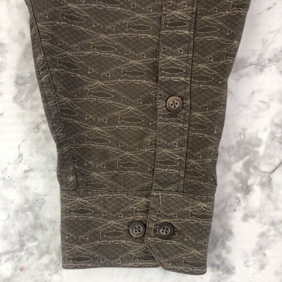 Woolrich Brown Vison Fish Fishing Rods Long Sleeve Button Down Shirt - Size XL - Picture 9 of 15